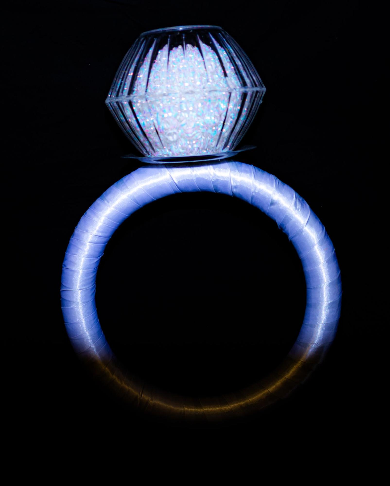 Large Diamond Ring Decoration from Golden Moments Rentals