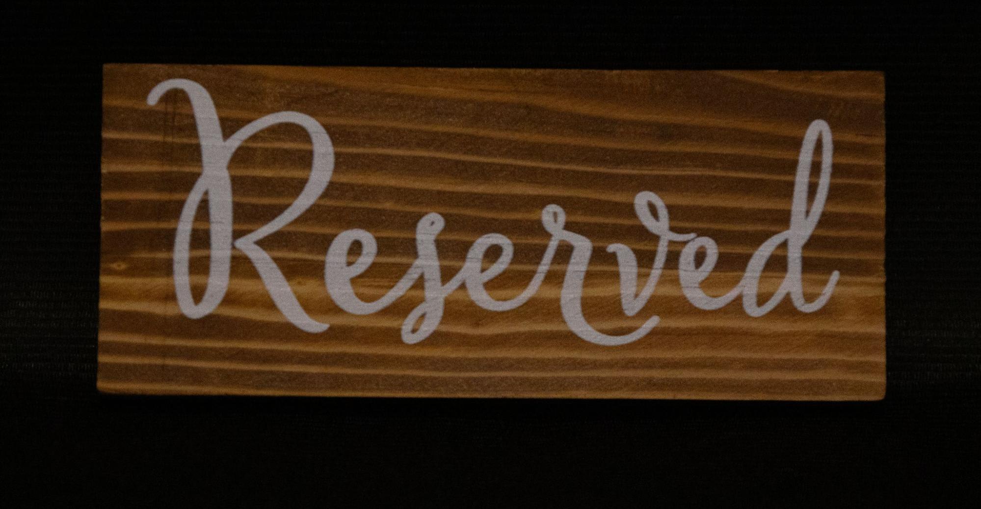 Reserved Table Signs from Golden Moments Rentals