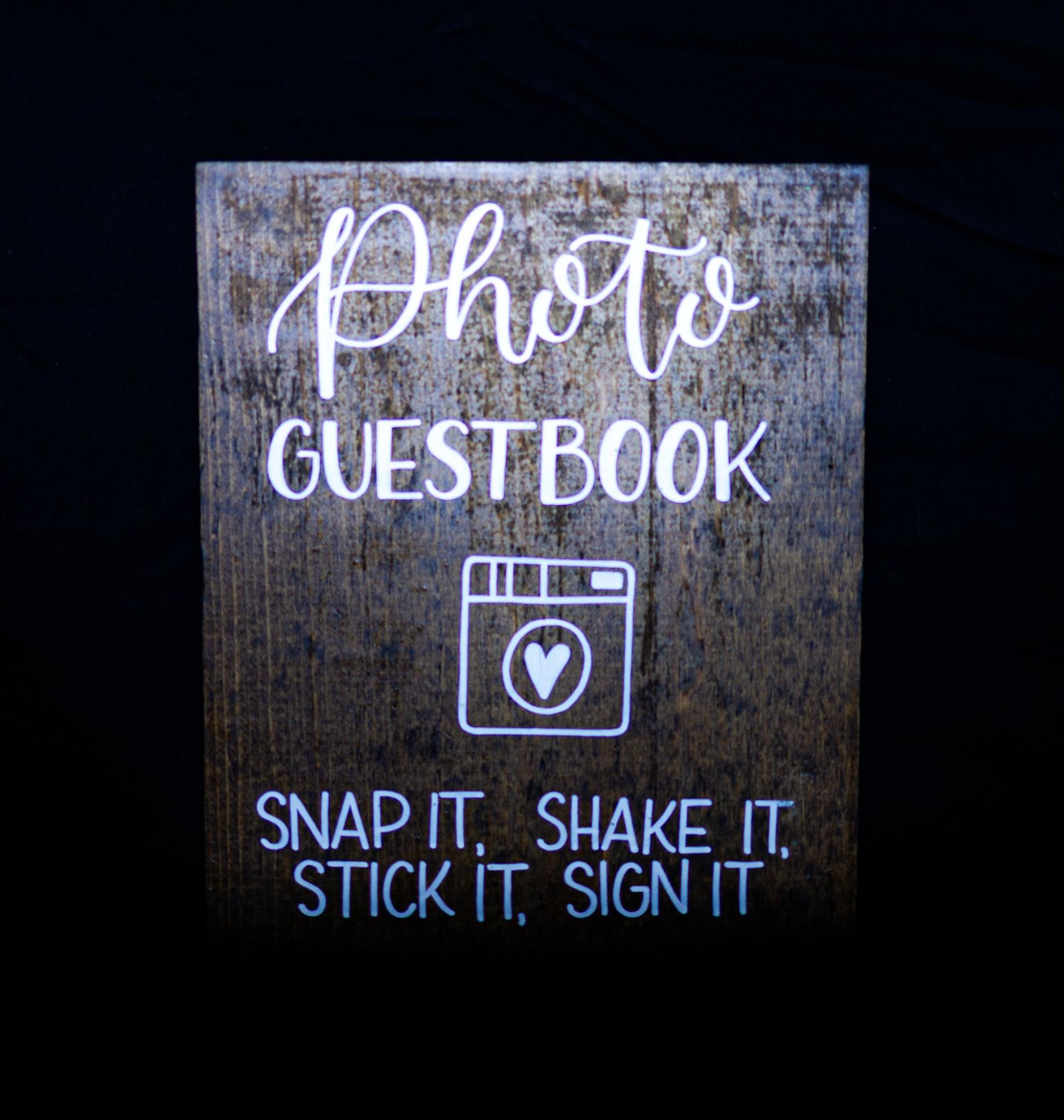 Photo Guestbook Instructions Sign from Golden Moments Rentals