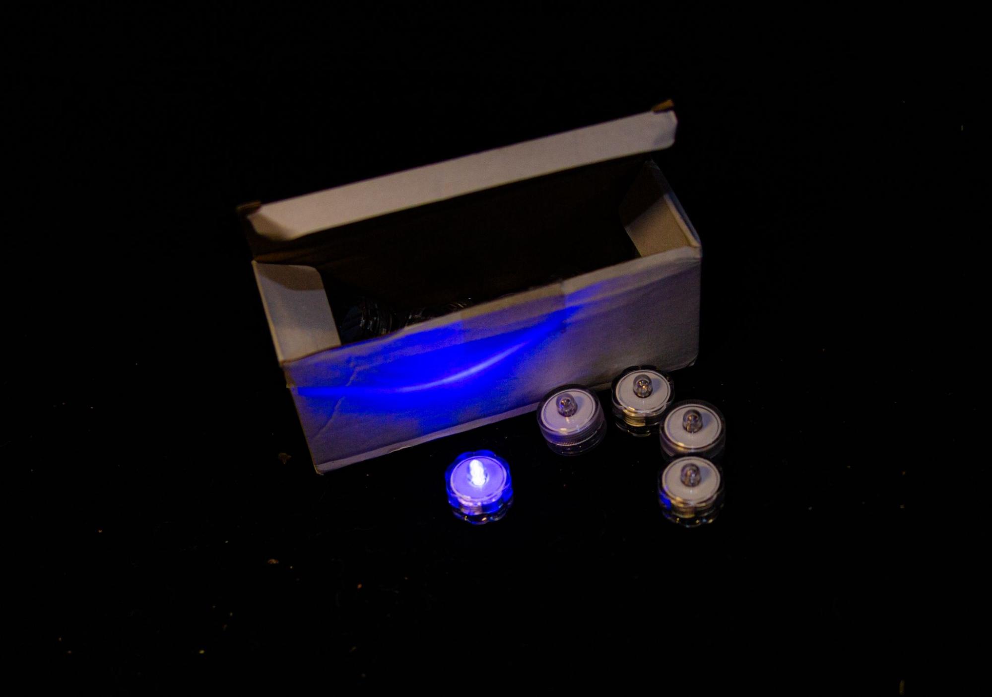 Blue LED Tea Light Candles from Golden Moments Rentals